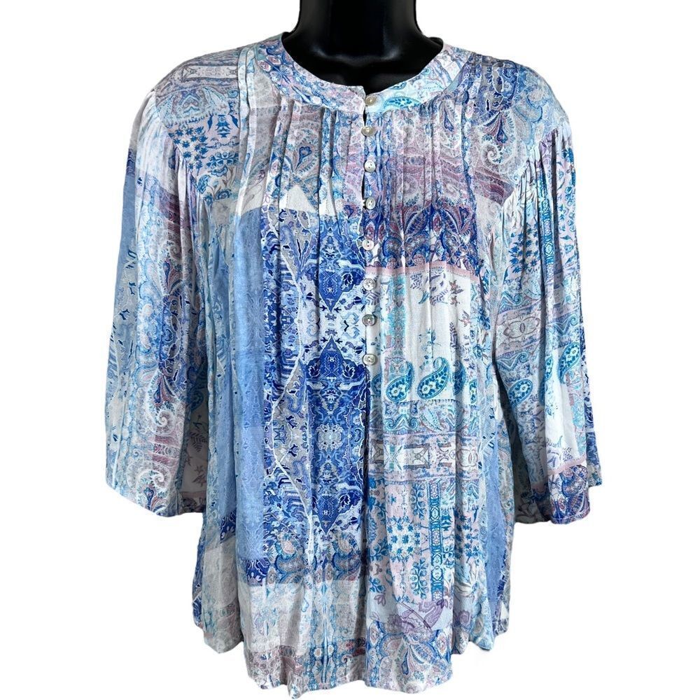 Dear John Maya Bell Sleeve Lilac Breeze Patwork Shirt